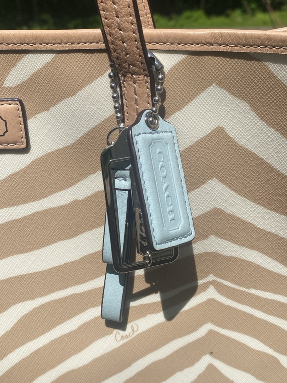 Coach Zebra-Print Beige and White Tote - Picture 6 of 6
